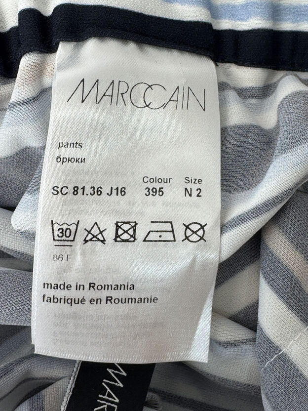 Marc Cain Stripped Navy White & Beige Trousers Size N2 (UK 10) - Image 3