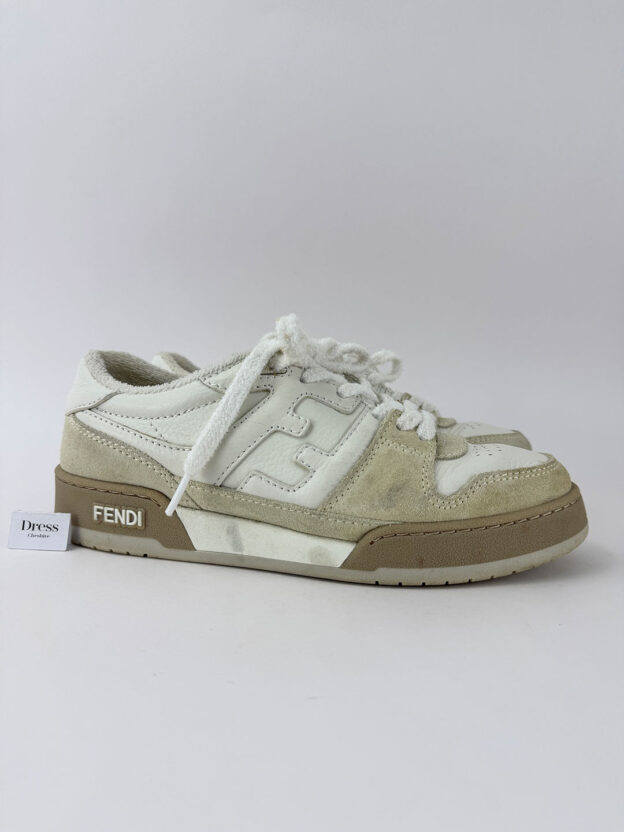 Pre-Owned Fendi Match White Suede Low Top Trainers Size 38 (UK 5)