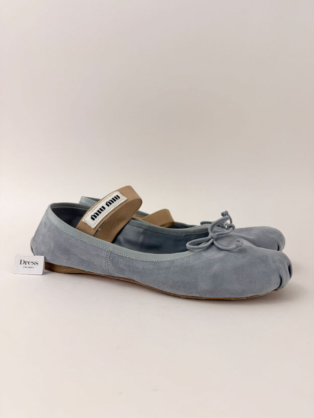 Miu Miu Astral Blue Suede Ballerinas Size 37.5 (UK 4.5). Feel like a UK 4