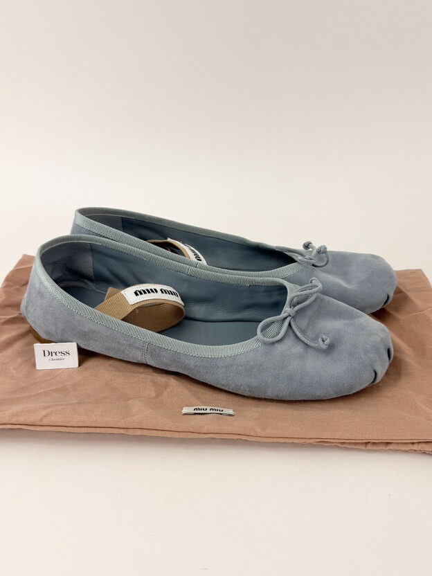Miu Miu Astral Blue Suede Ballerinas Size 37.5 (UK 4.5). Feel like a UK 4 - Image 7