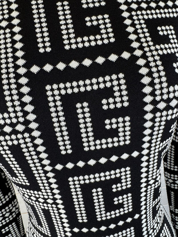 Pre-Owned Balmain Monogram Black & White Knitted Dress Size 38 (UK 10) - Image 2