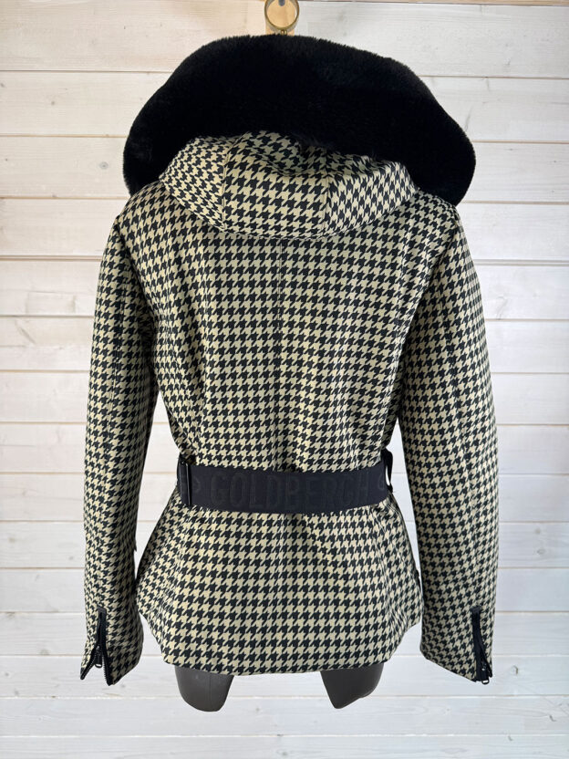 Pre-Owned Goldbergh Houndstooth Black & Beige Faux Fur Trim Ski Jacket Size 12 (Feels like a UK 10) - Image 2