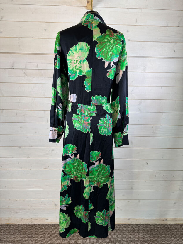 Pre-Owned Marc Cain Black & Green Floral Long Dress Size L - Image 2