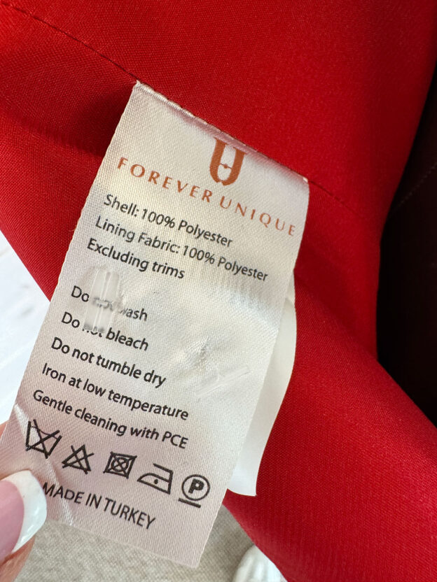 Pre-Owned Forever Unique Rose Gold & Red Satin Dress Size UK 8 - Image 4