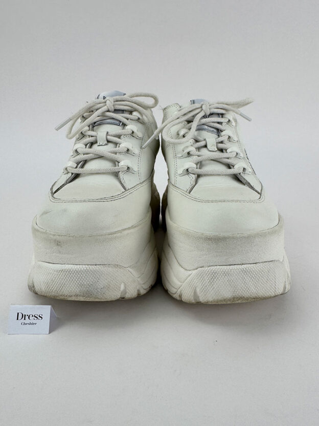 Pre-Owned Naked Wolfe White Leather Trainers Size 37 (UK 4) - Image 2