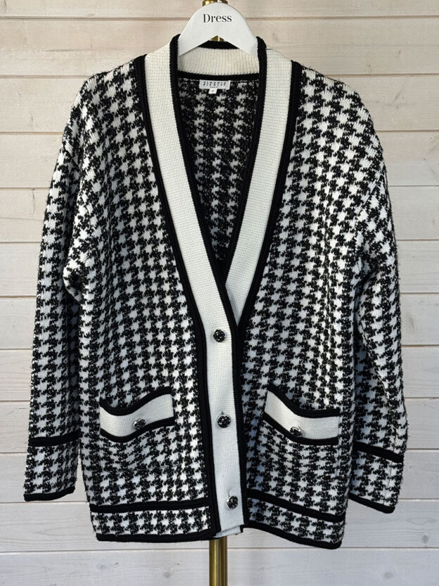 Pre-Owned Claudie Pierlot Black & Cream Chunky Cardigan Size 2 (UK 10)