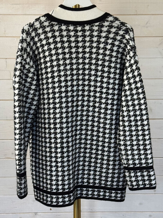 Pre-Owned Claudie Pierlot Black & Cream Chunky Cardigan Size 2 (UK 10) - Image 2