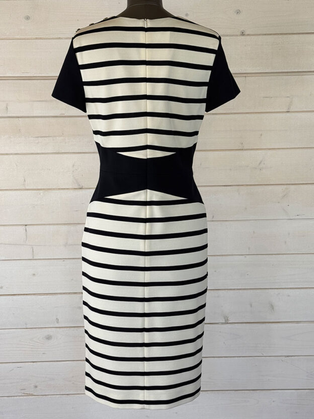 Pre-Owned Escada Navy & Cream Dress Size 36 - Image 2