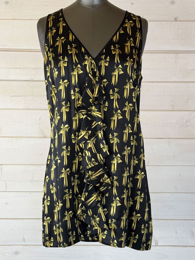 Pre-Owned Ted Baker Black & Gold Bow Dress Size 3
