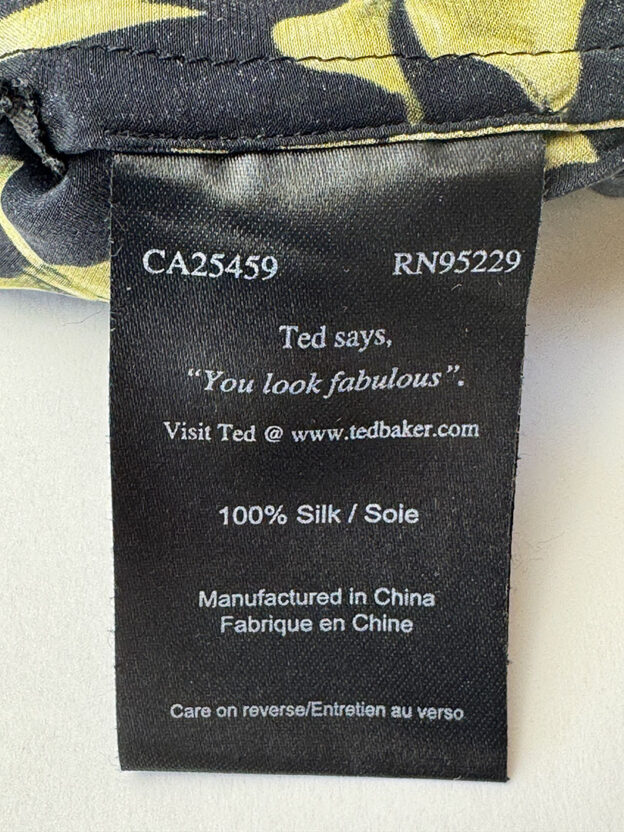 Pre-Owned Ted Baker Black & Gold Bow Dress Size 3 - Image 3