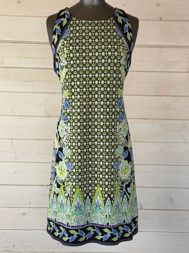 Hale Bob Lime Green, Blue & Black Dress Size M