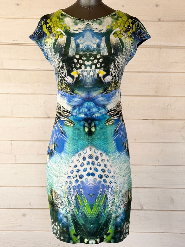 Marc Cain Sea Life Dress Blue & Green Size N3 (UK 12)
