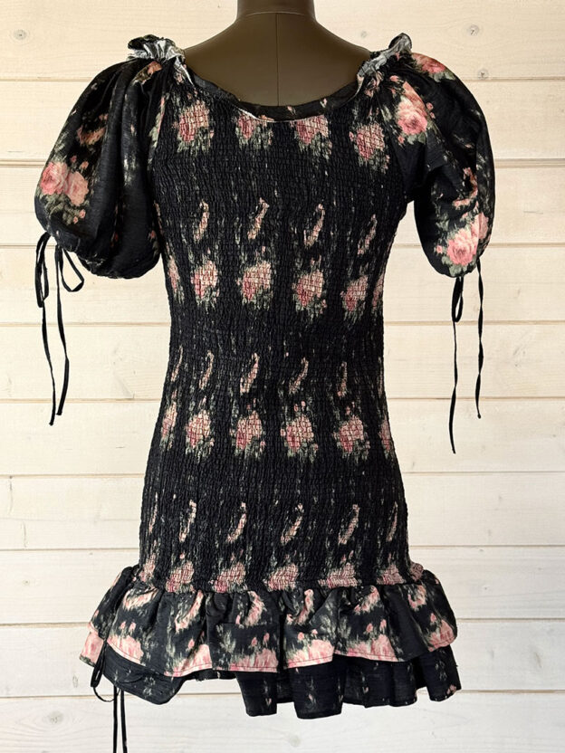 Pre-Owned Love Shack Fancy Black & Pink Roses Dress Size XS - Image 2