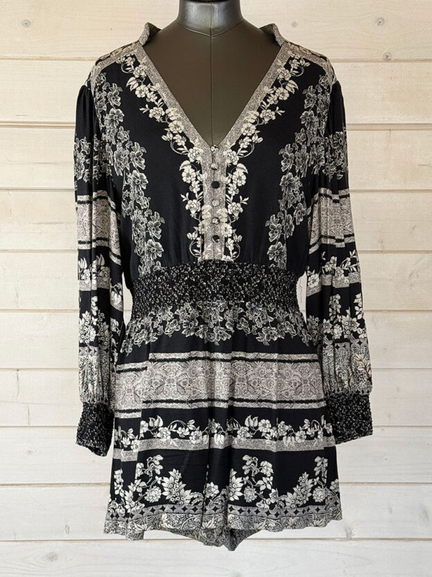Alice & Olivia Black & White Floral Playsuit Size 6