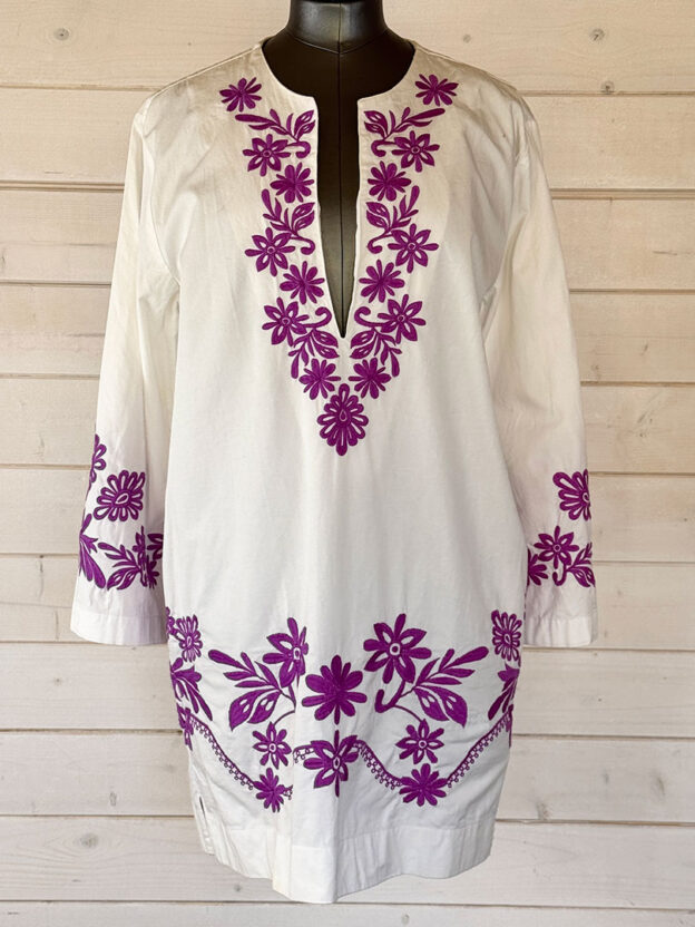 Pre-Owned Maje White & Purple Sun Dress Size 34