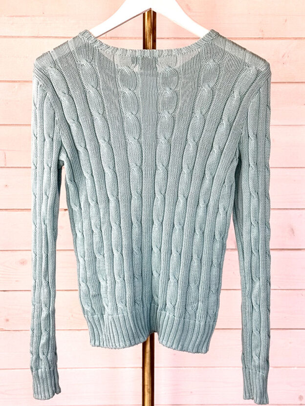 Pre-Owned Ralph Lauren Mint Green Cable Knit Cotton Jumper Size S - Image 2