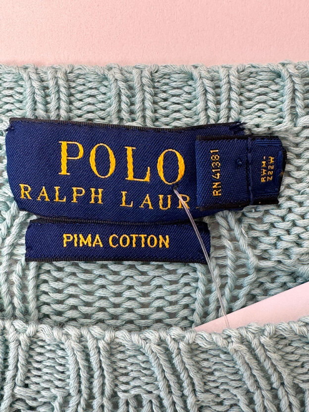 Pre-Owned Ralph Lauren Mint Green Cable Knit Cotton Jumper Size S - Image 3