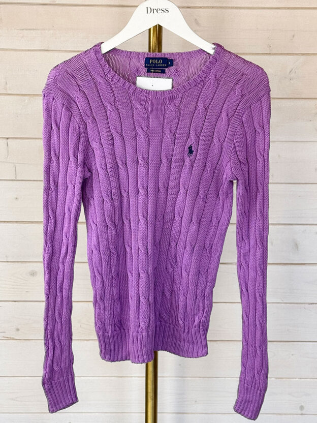 Pre-Owned Ralph Lauren Purple Cable Knit Cotton Jumper Size XS