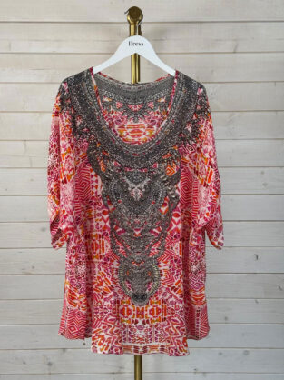 Inoa Pink & Orange Crystal Gem Top Size 2