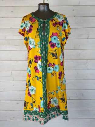 Hale Bob Mustard, Pink & Green Dress Size M