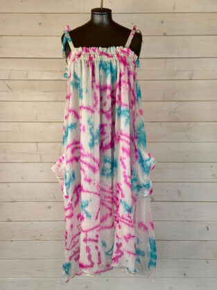 Juliet Dunn Pink, White & Blue Beach Dress One Size