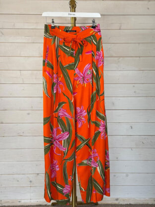 Luisa Cerano Orange Floral Trousers Size 18