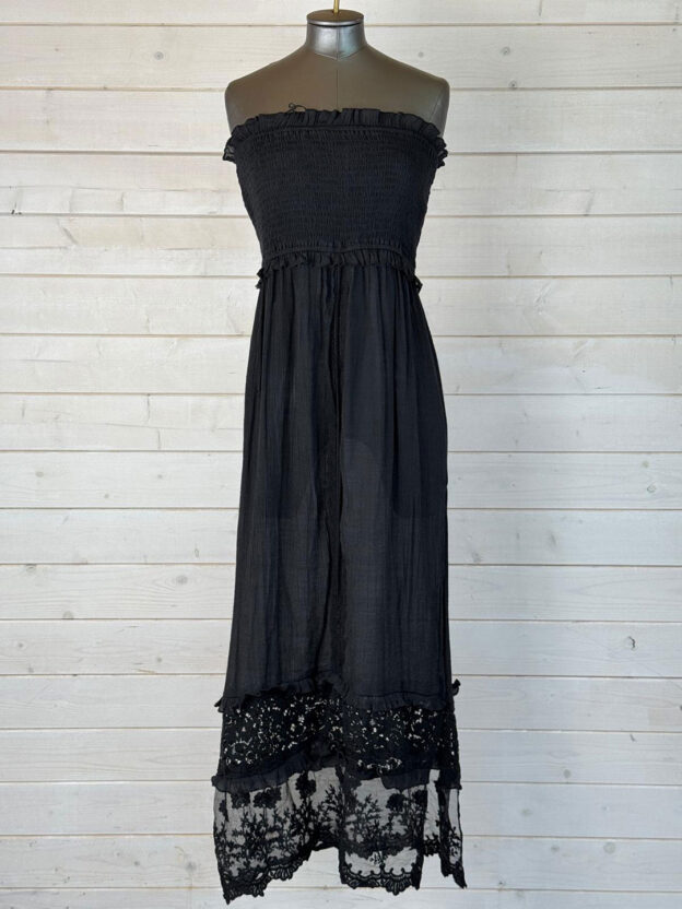 Pia Rossini Black Strapless Lace Dress Size S-M