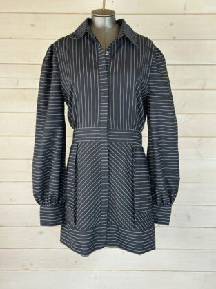 Vita Grace Midnight Navy Zoe Stripe Dress Size M
