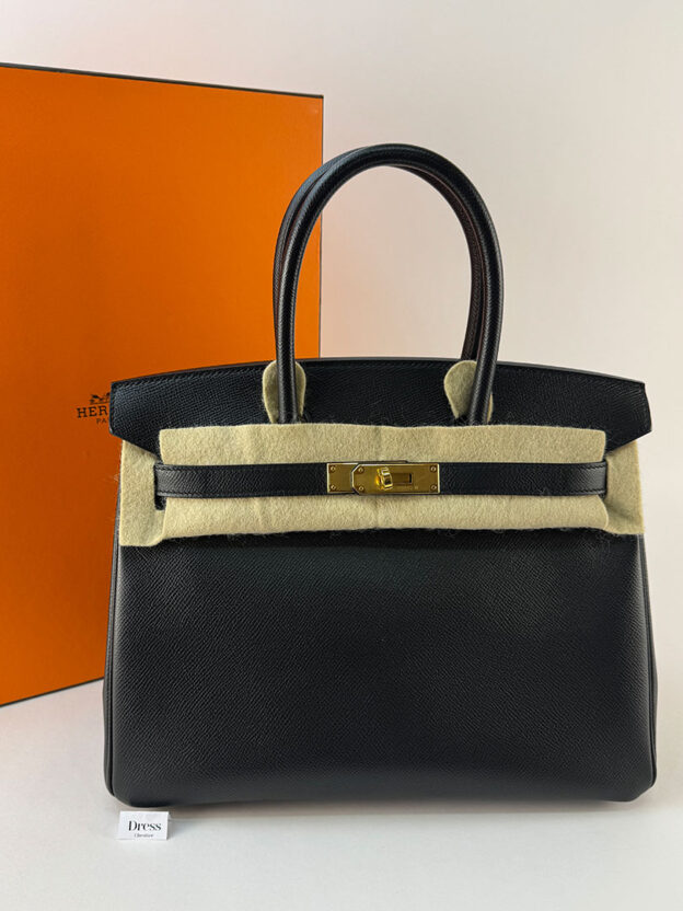 Hermes Birkin 30 Black Epsom Gold Hardware