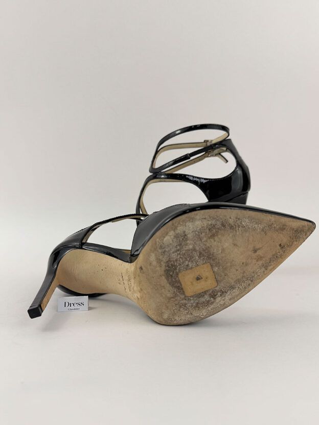 Jimmy Choo Black Patent Strappy Heels Size 39 (UK 6) - Image 5