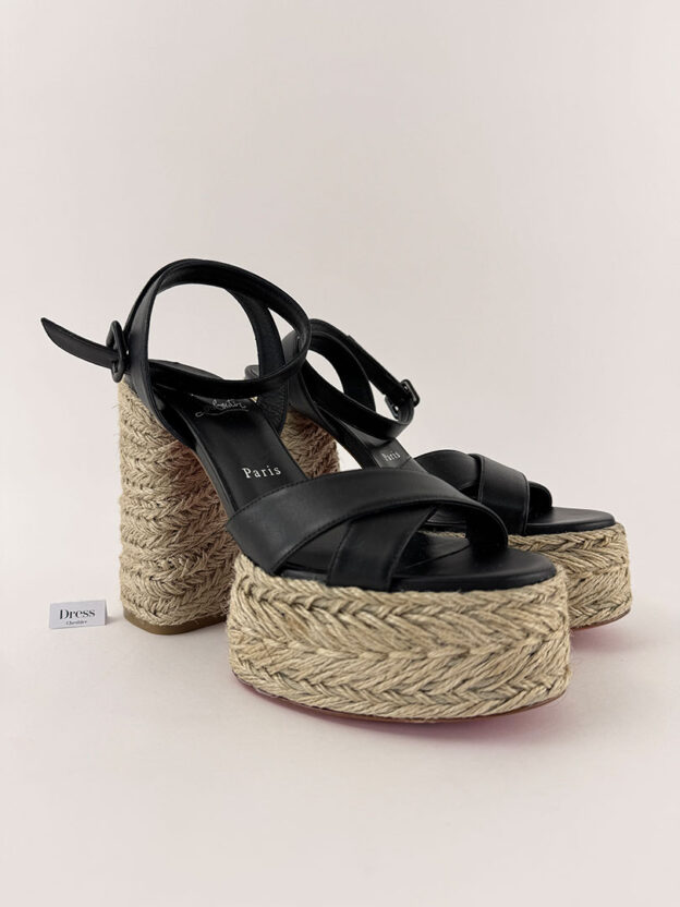 Christian Louboutin Black Woven Heels Size 39 (UK 6)