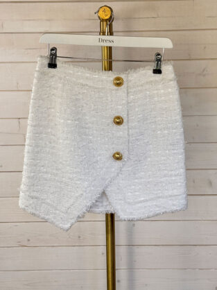Balmain White Bucle Skirt Size 8