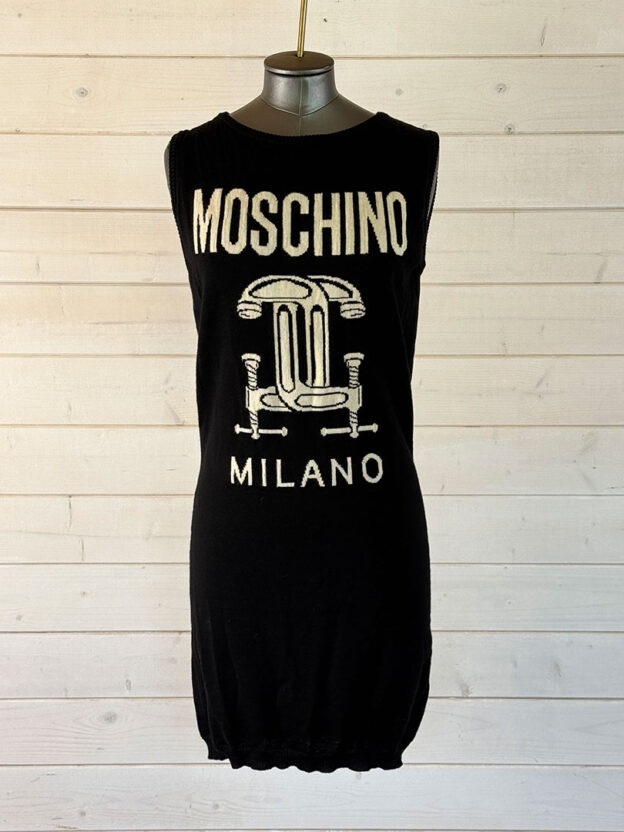 Moschino Couture Black Wool Knit Dress Size XS