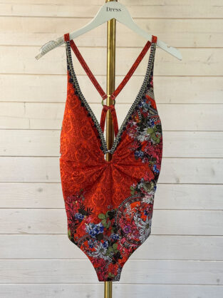 Camilla Red Floral Print Swimsuit Size L
