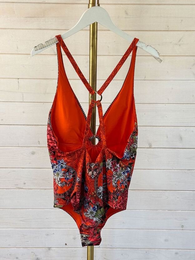 Camilla Red Floral Print Swimsuit Size L - Image 2