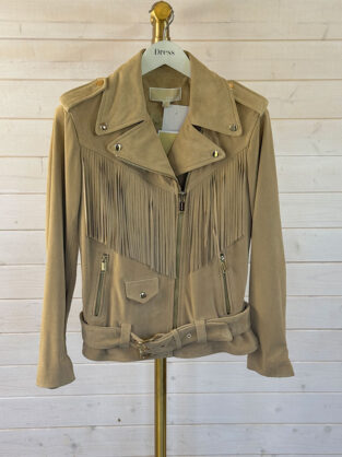 Michael Kors Fringed Suede Moto Jacket Size XS