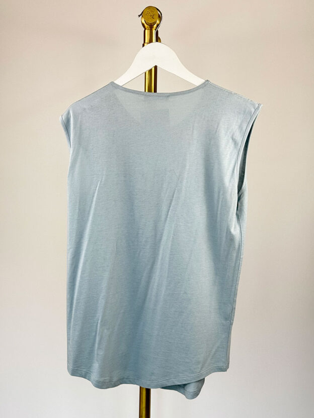 Pre-Owned Balmain Pale Blue Tank T Shirt Size FR 38 (UK S) - Image 3