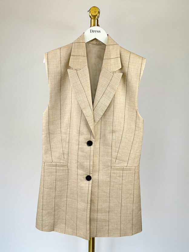 & Other Stories Beige Striped Waist Coat Top Size 6