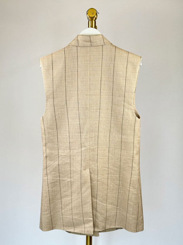 Pre-Owned & Other Stories Beige Striped Waist Coat Top Size 6 - Image 2