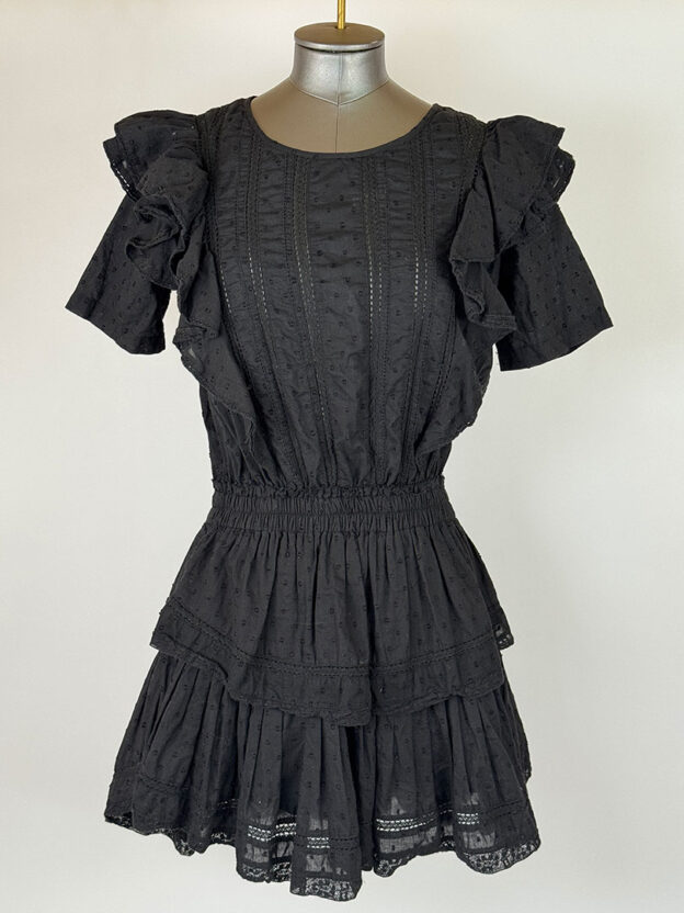 LoveShack Fancy Black Frilly Short Dress Size XS