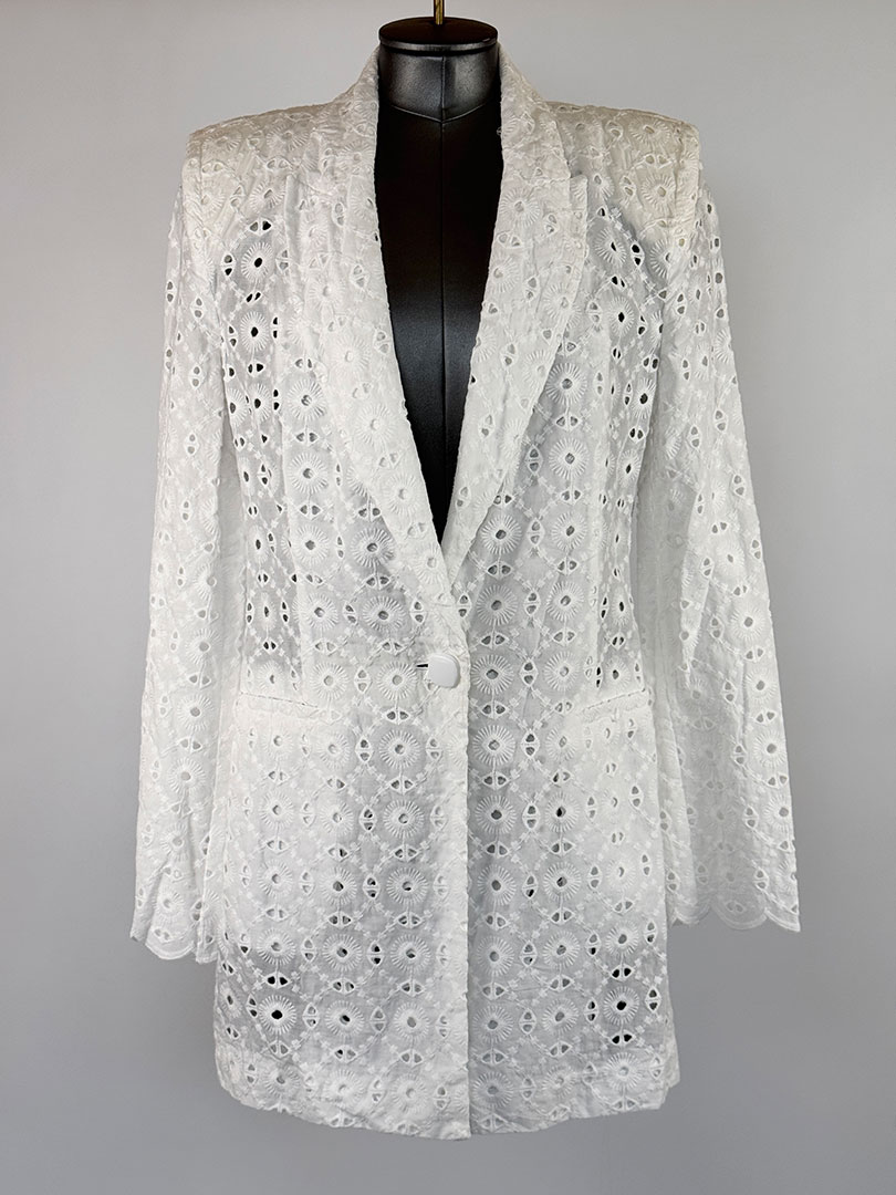 Zara White Broderie Anglaise Jacket Size S (Feels XS)
