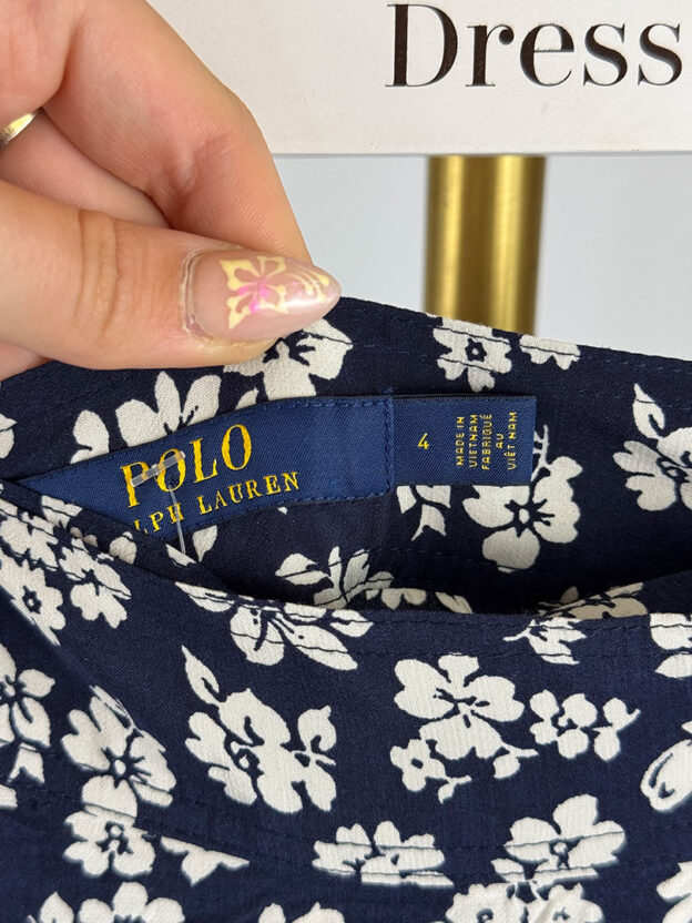 Pre-Owned Polo Ralph Lauren Navy Floral Skirt Size UK 10 - Image 4