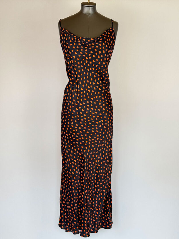 RO&ZO Black Heart Satin Dress Size 12