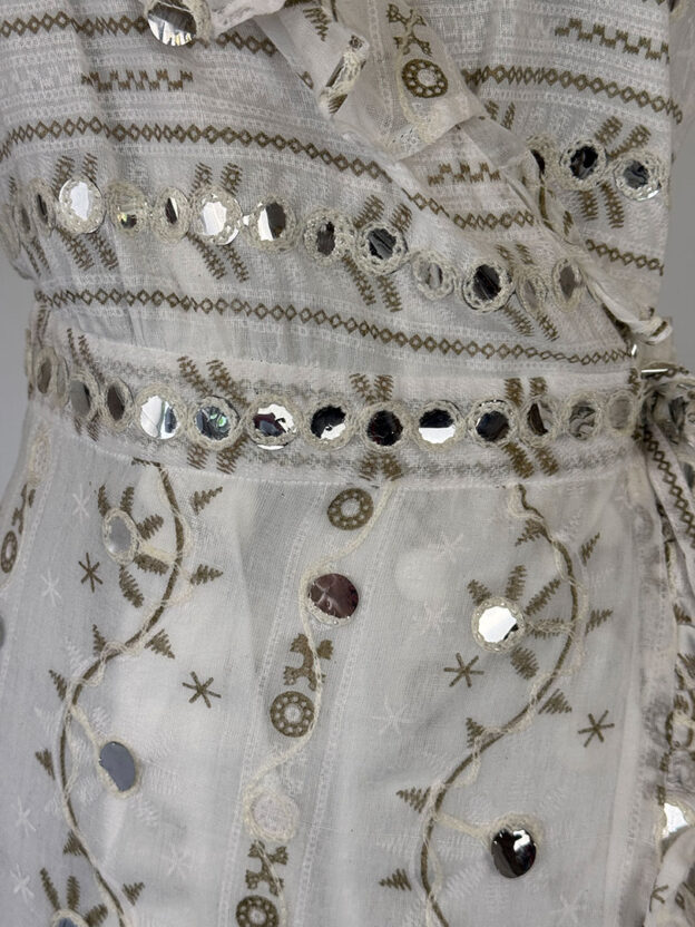 Pre-Owned Juliet Dunn White & Silver Dress Size 2 (UK 10) - Image 2