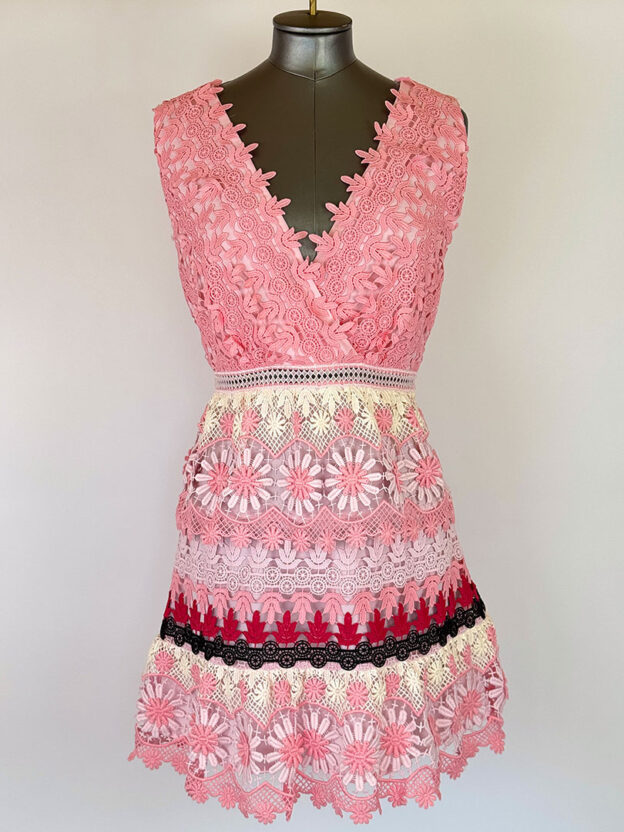 Self-Portrait Pink Crochet Short Dress Size 10
