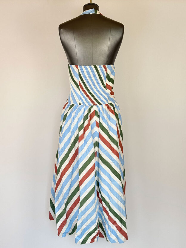 Anthropologie Blue, White & Green Striped Dress Size L - Image 2