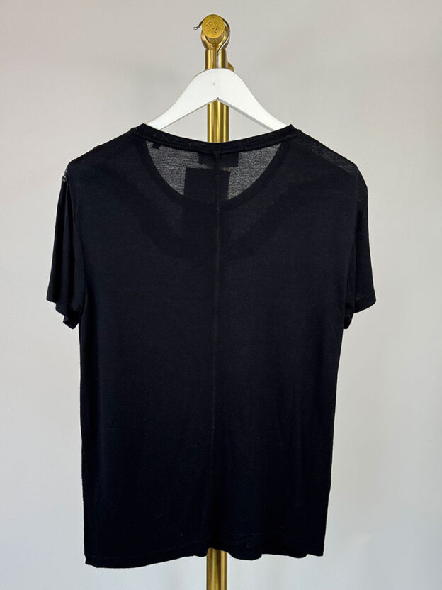Pre-Owned The Kooples Black Embellished Tee Size 1 (UK 8-10) - Image 2