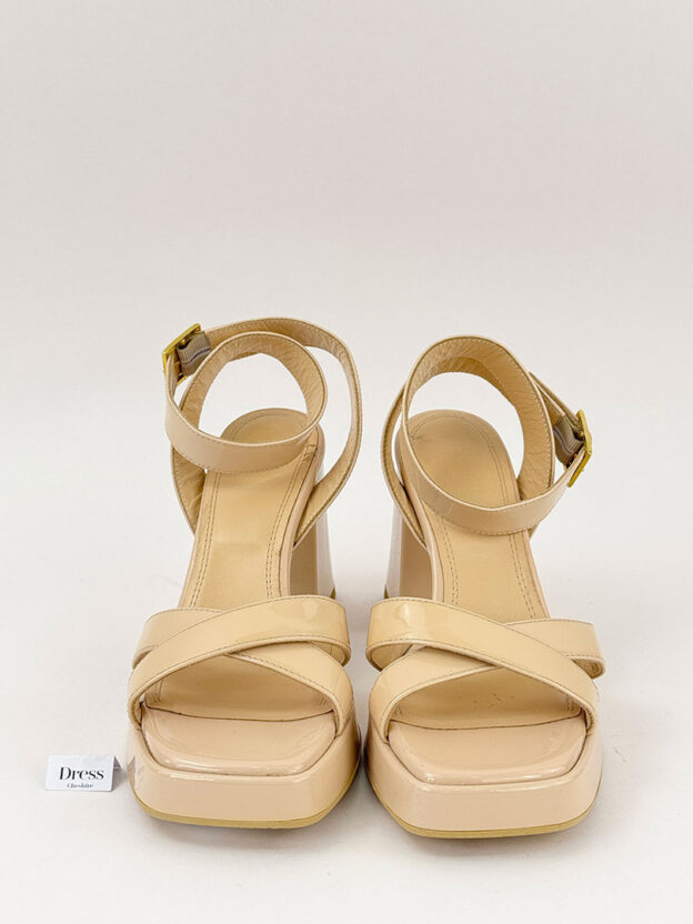 Russell & Bromley Beige Groovybaby Platform Patent Sandal Size 37 (UK 4) - Image 2