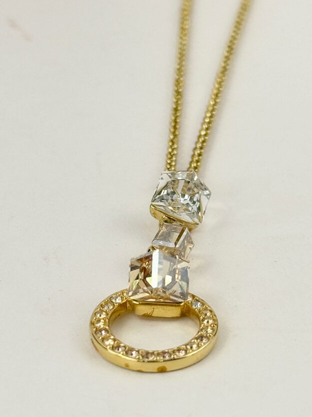 Swarovski Gold Cube Necklace - Image 3