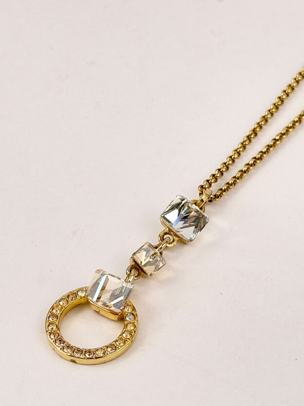 Swarovski Gold Cube Necklace - Image 2